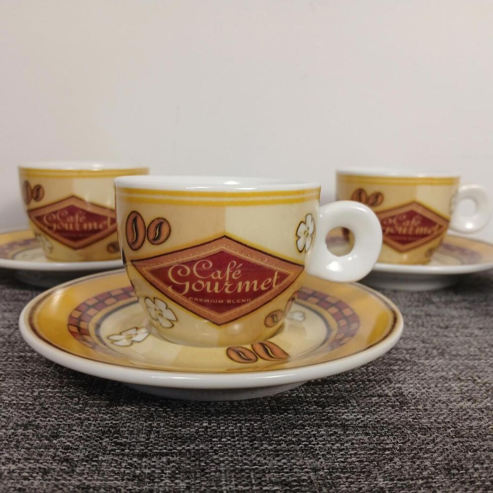 Stokes Gourmet Espresso Cups & Saucers Set of 4 Coffee Bistro Dishwasher Safe